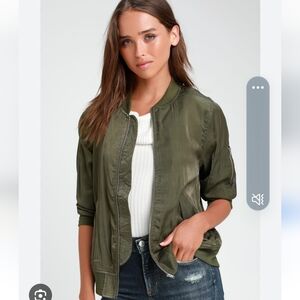 Tully Olive Green Lightweight Bomber Jacket